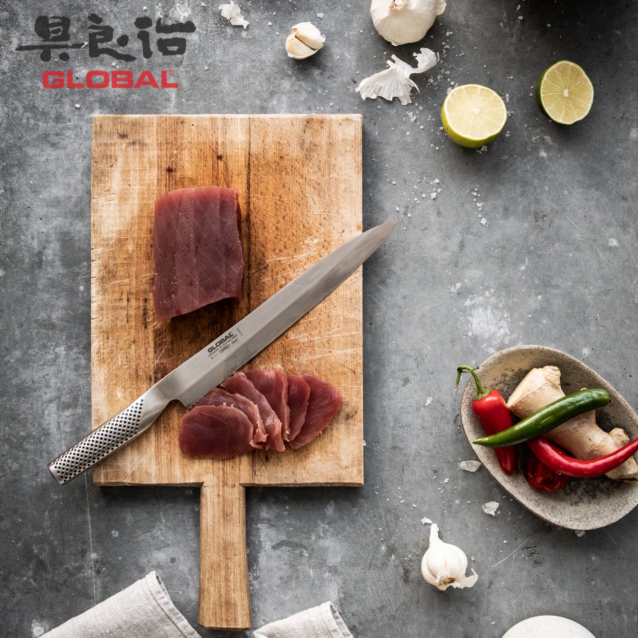 Coltello Global Serie G Sushi e Sashimi Yanagiba 25 cm G-11R - immagine 3