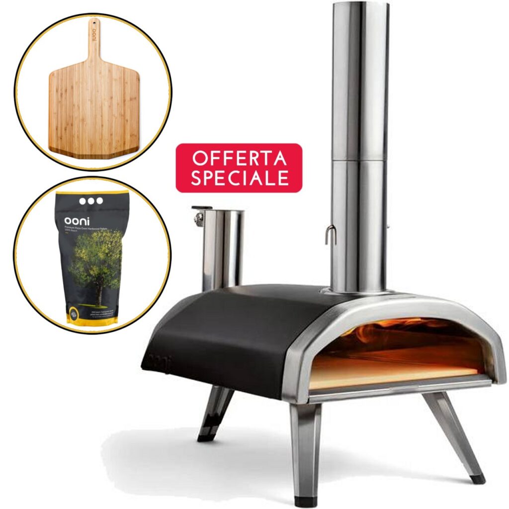 Kit forno pizza Fyra 12 Ooni + pala in legno Ooni + sacco 3kg pellet