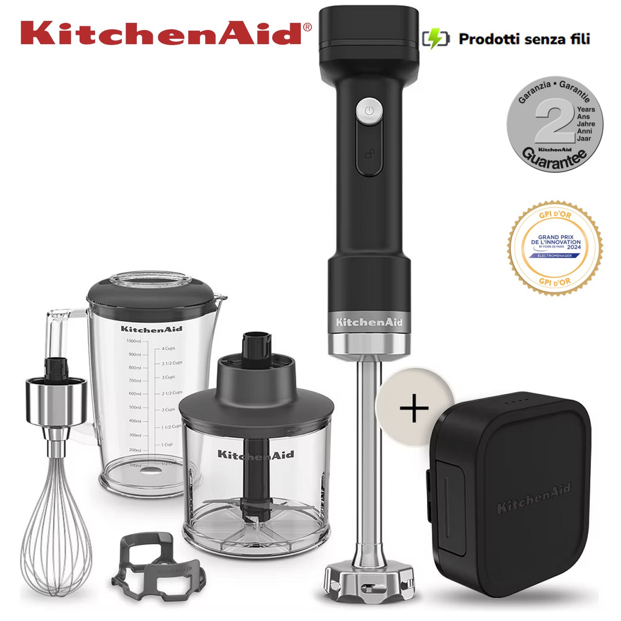 Frullatore a immersione senza fili KitchenAid Go 5KHBRV75BM - immagine 2