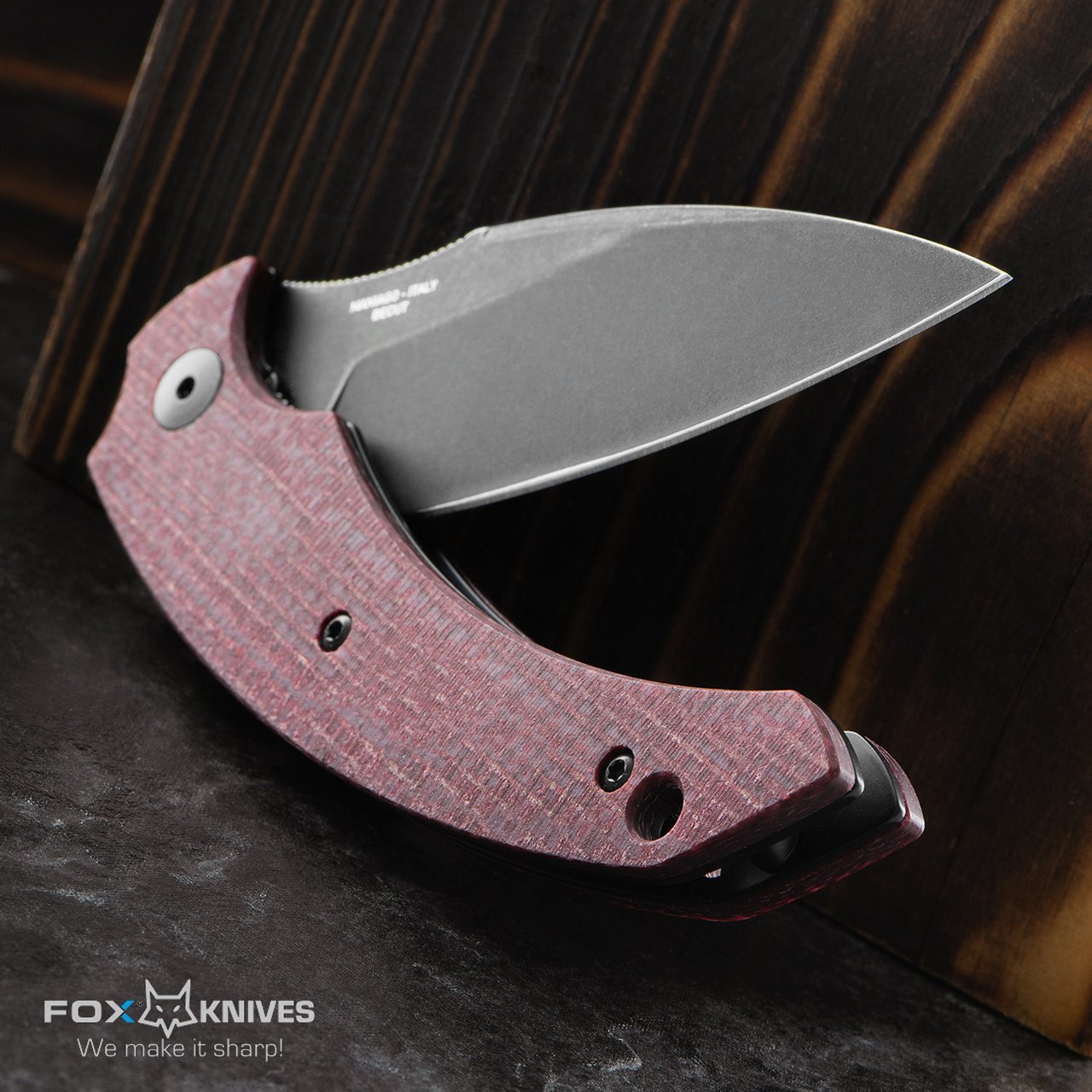 Coltello Fox Honos chiudibile Micarta Jute Plum FX-538 MP - immagine 5