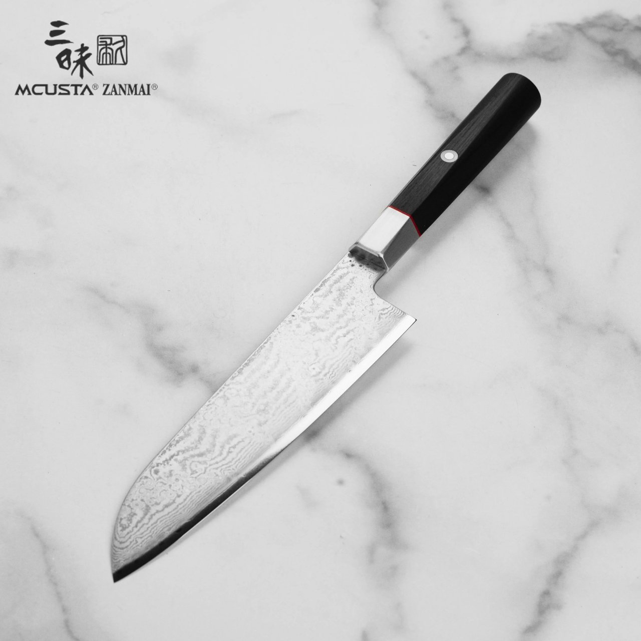 Coltello Santoku 18 cm Mcusta Zanmai Hybrid Damascus Splash HZ2-3003DS - immagine 3